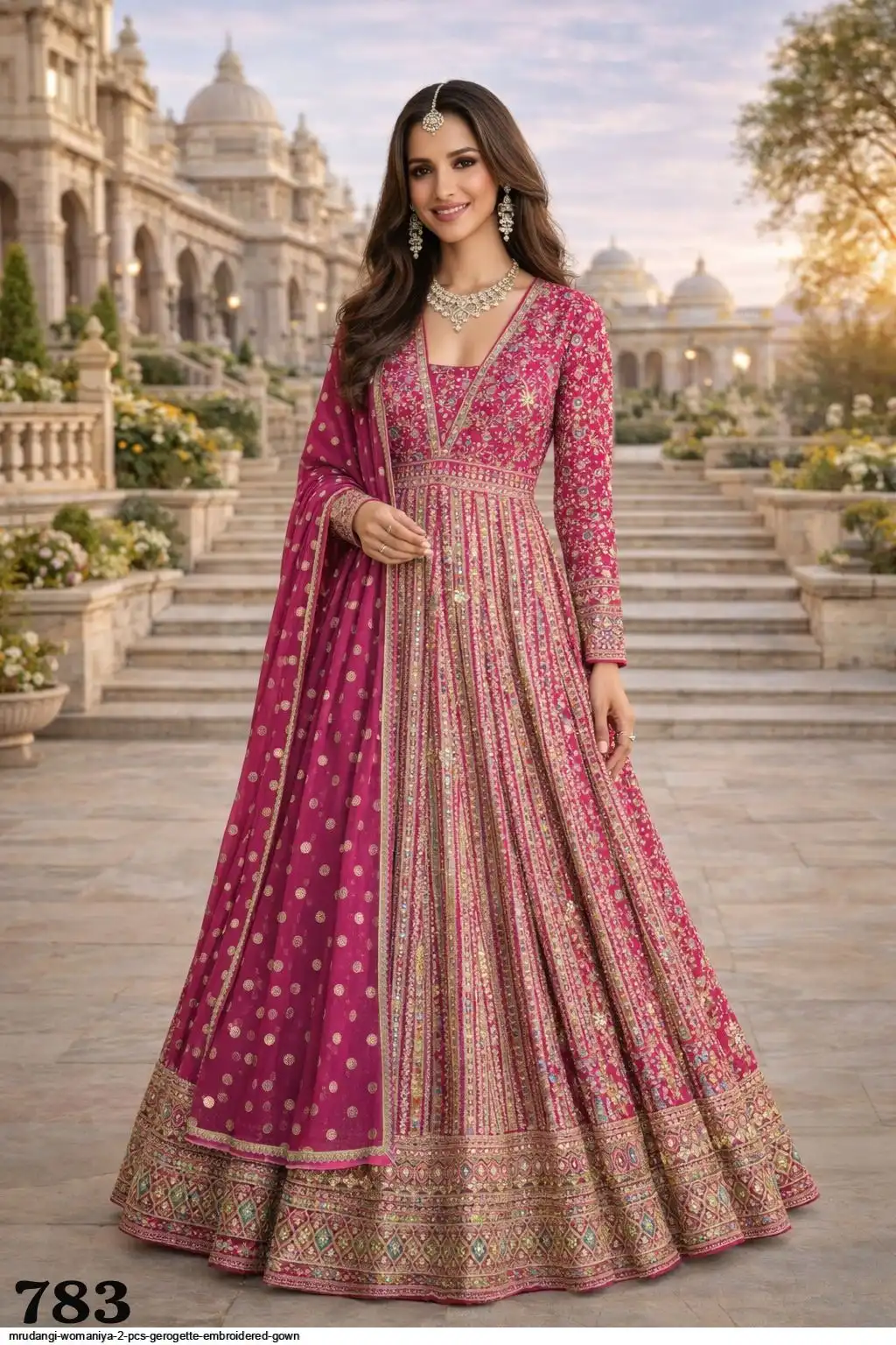 MRUDANGI WOMANIYA 2 PCS GEROGETTE EMBROIDERED GOWN 783