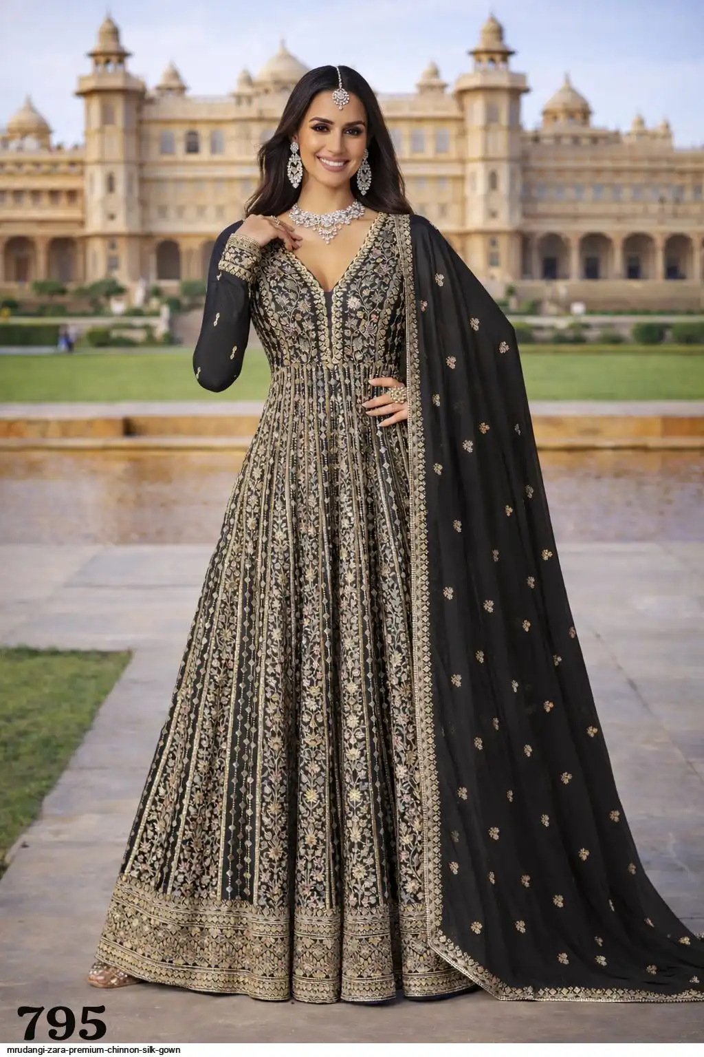 MRUDANGI ZARA PREMIUM CHINNON SILK GOWN 795