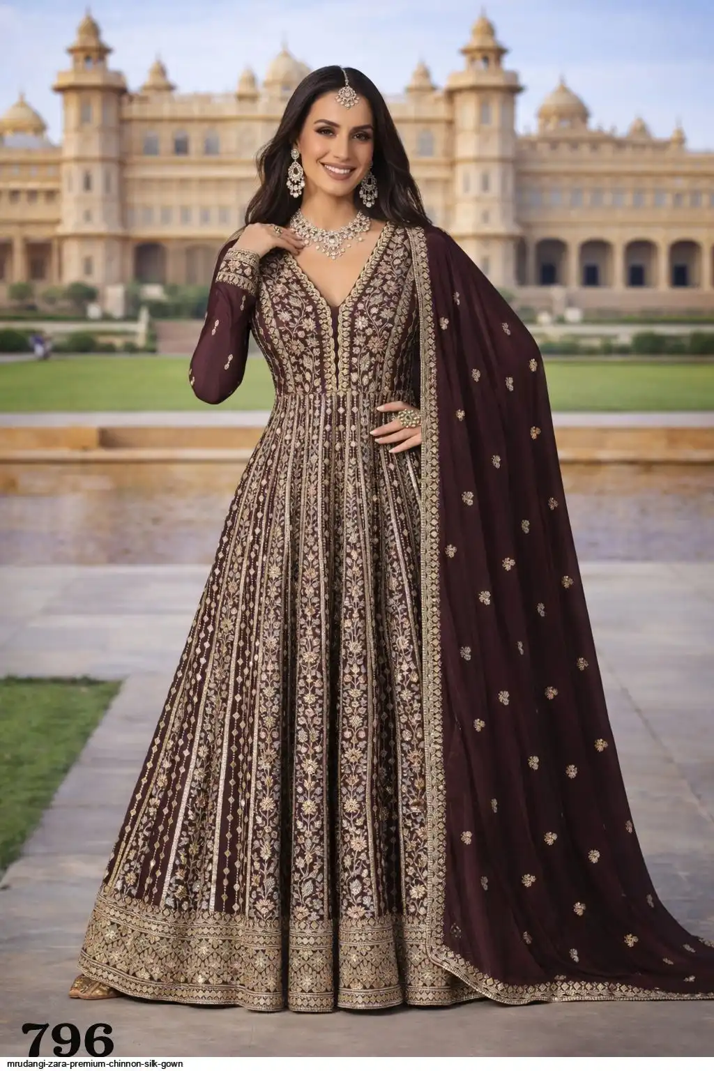 MRUDANGI ZARA PREMIUM CHINNON SILK GOWN 796