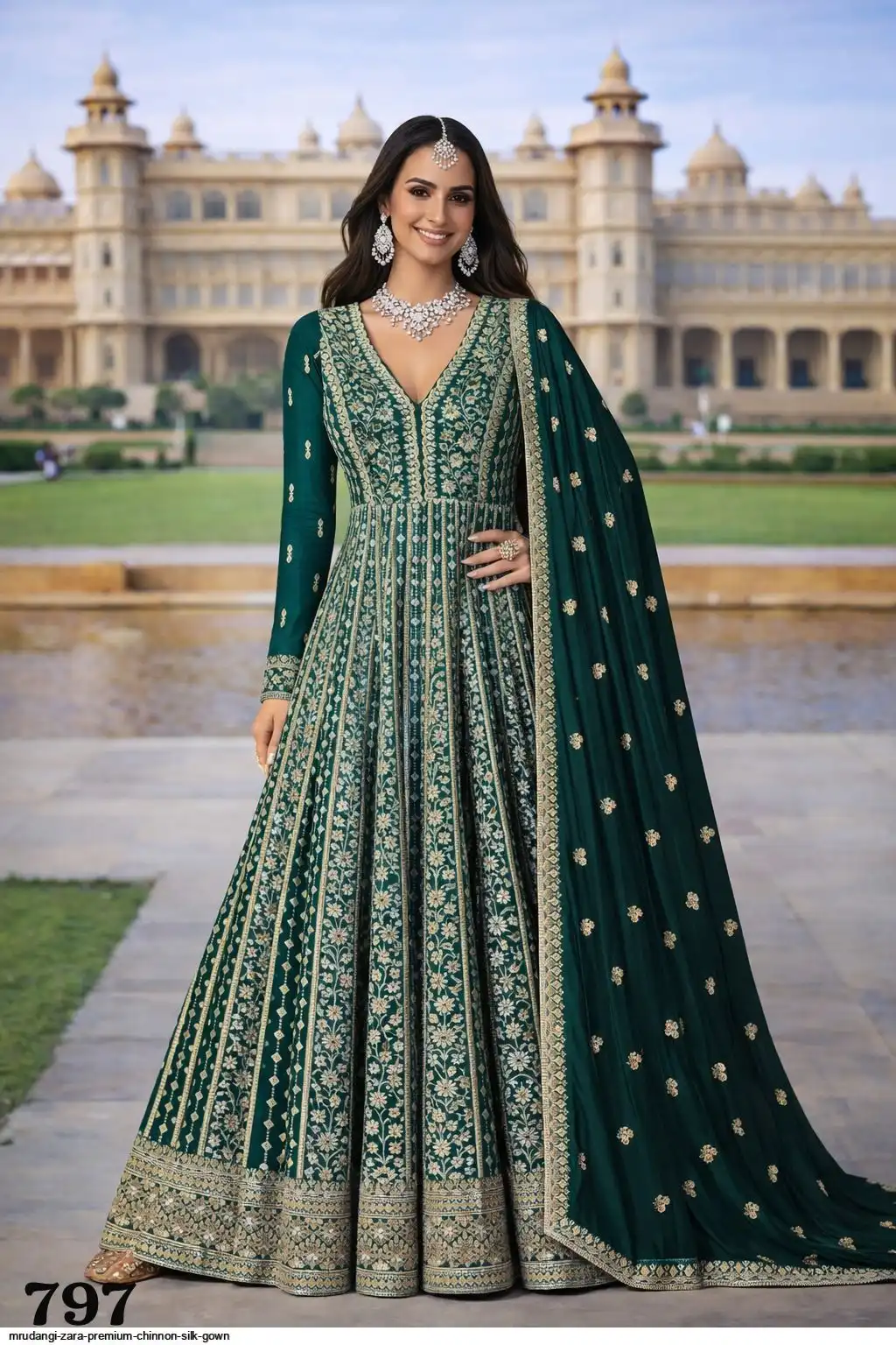 MRUDANGI ZARA PREMIUM CHINNON SILK GOWN 797