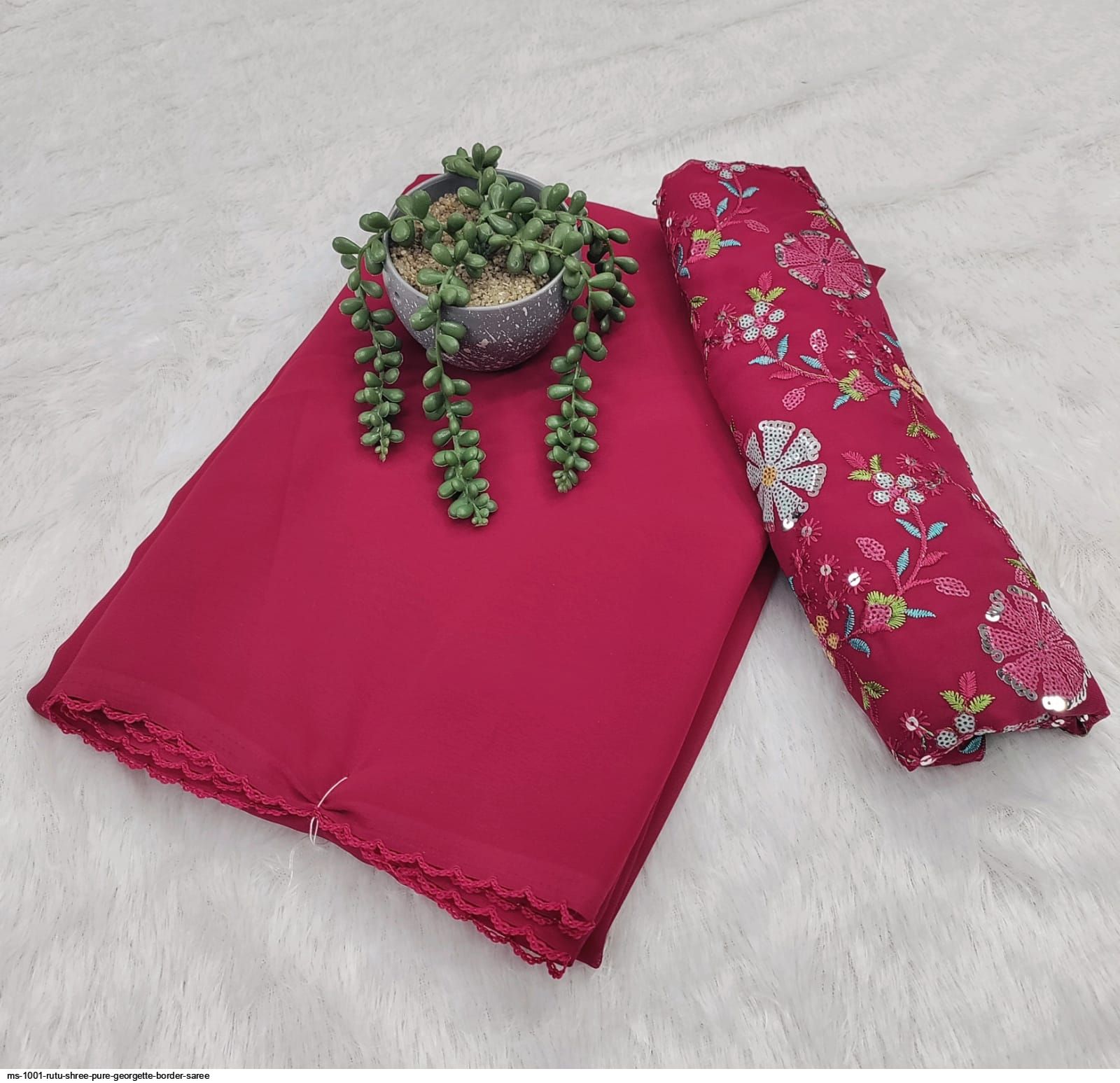 MS-1001 Rutu shree Pure georgette border saree