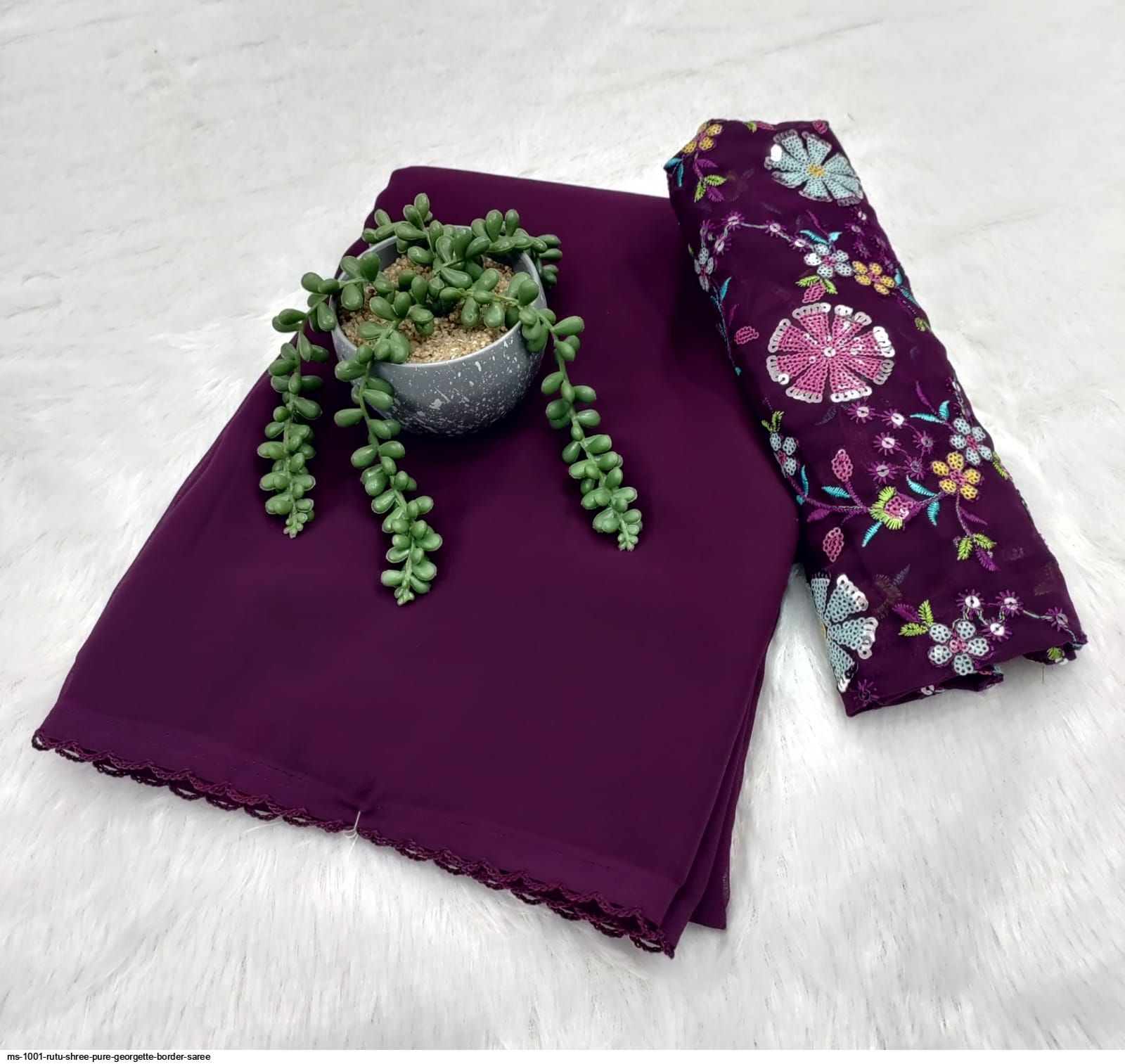 MS-1001 Rutu shree Pure georgette border saree