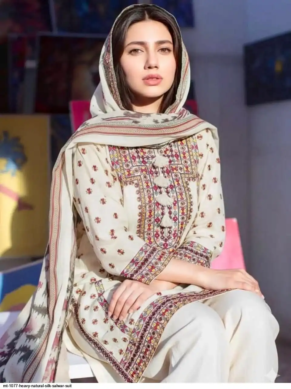 MT 1077 HEAVY NATURAL SILK SALWAR SUIT 1