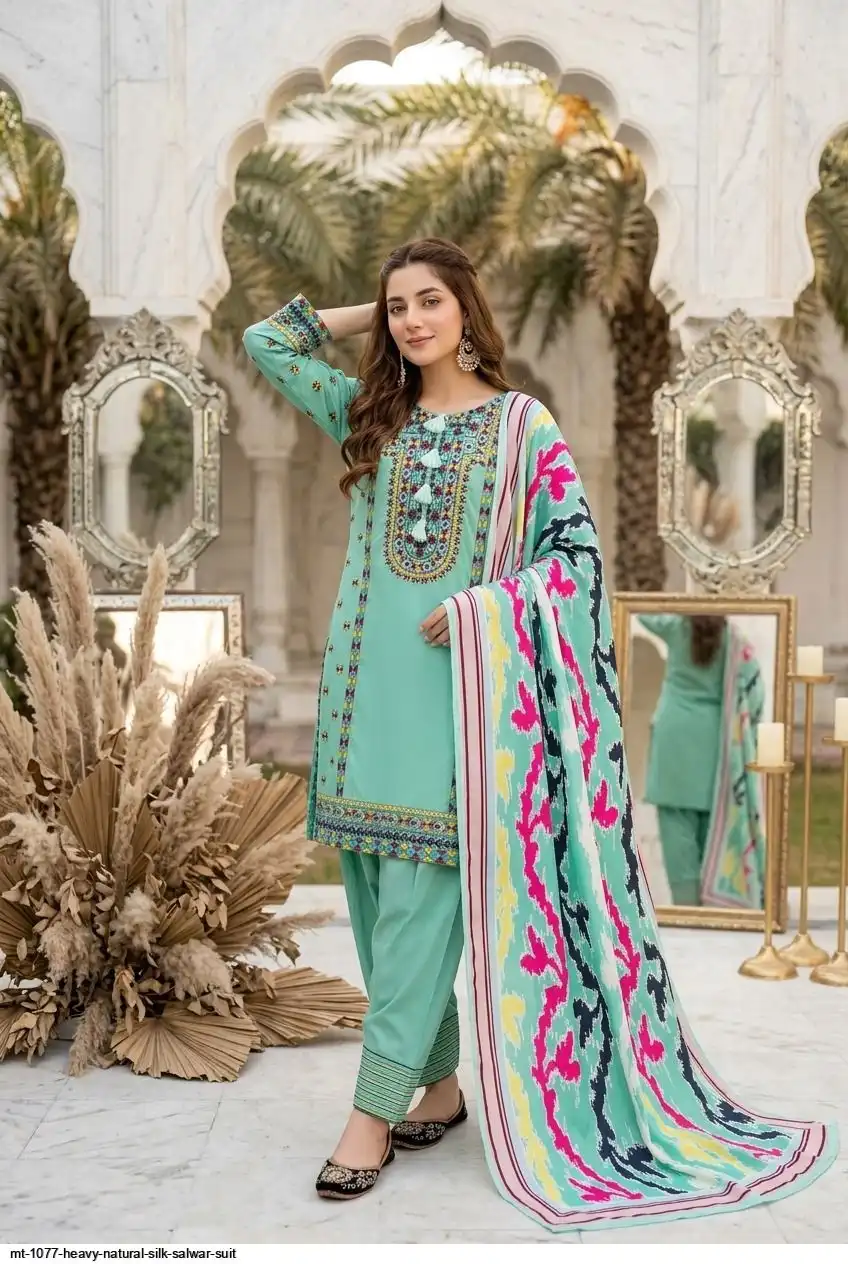 MT 1077 HEAVY NATURAL SILK SALWAR SUIT 2