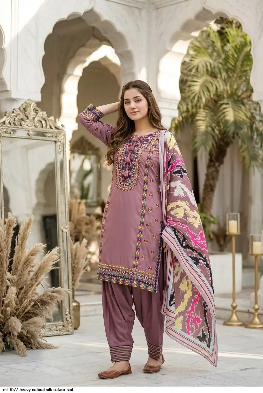 MT 1077 HEAVY NATURAL SILK SALWAR SUIT 4