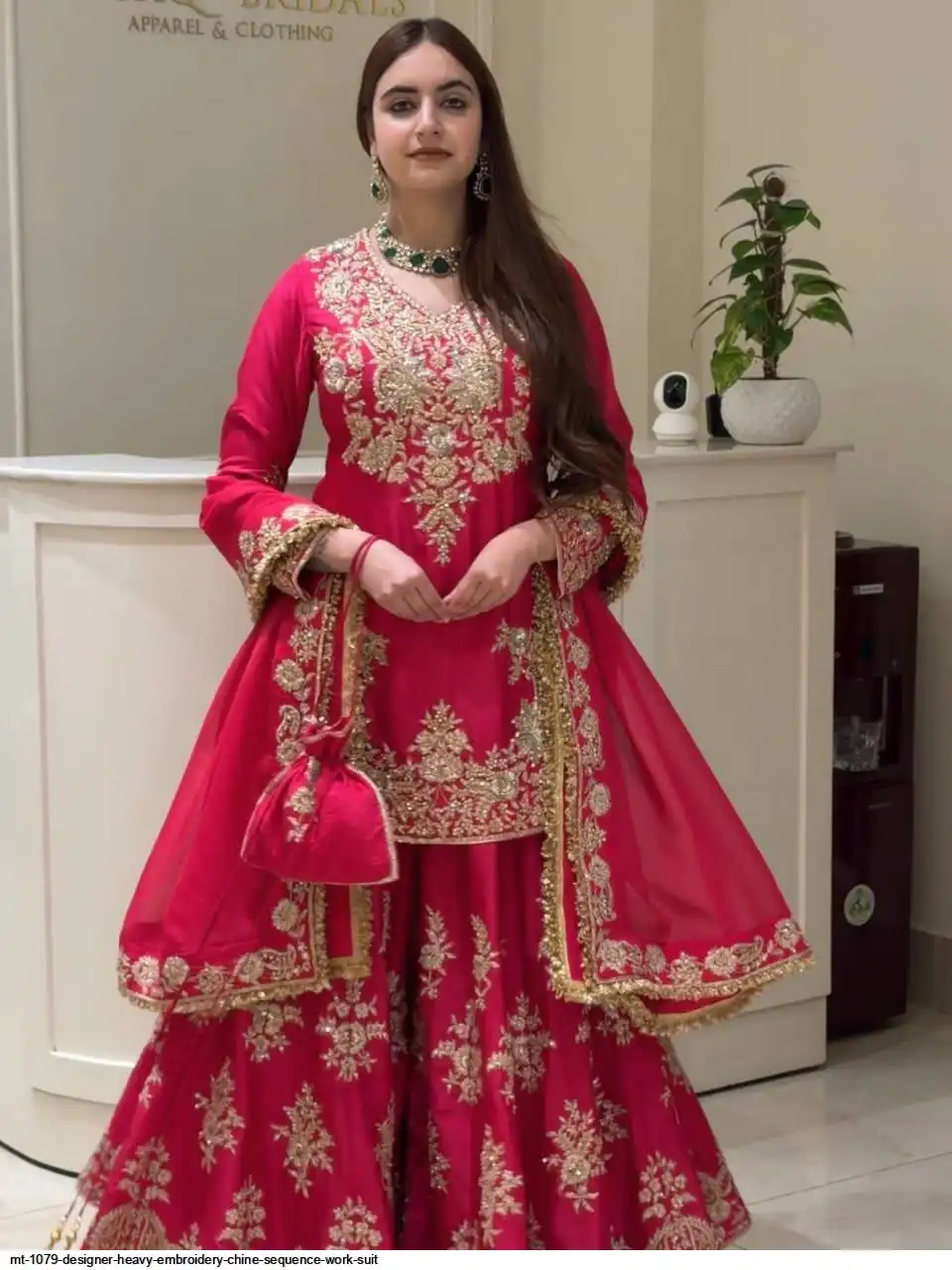 MT 1079 DESIGNER HEAVY EMBROIDERY CHINE SEQUENCE WORK SUIT D