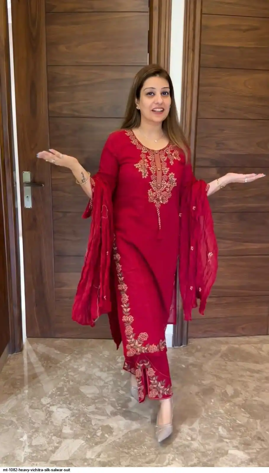 MT 1082 HEAVY VICHITRA SILK SALWAR SUIT 1