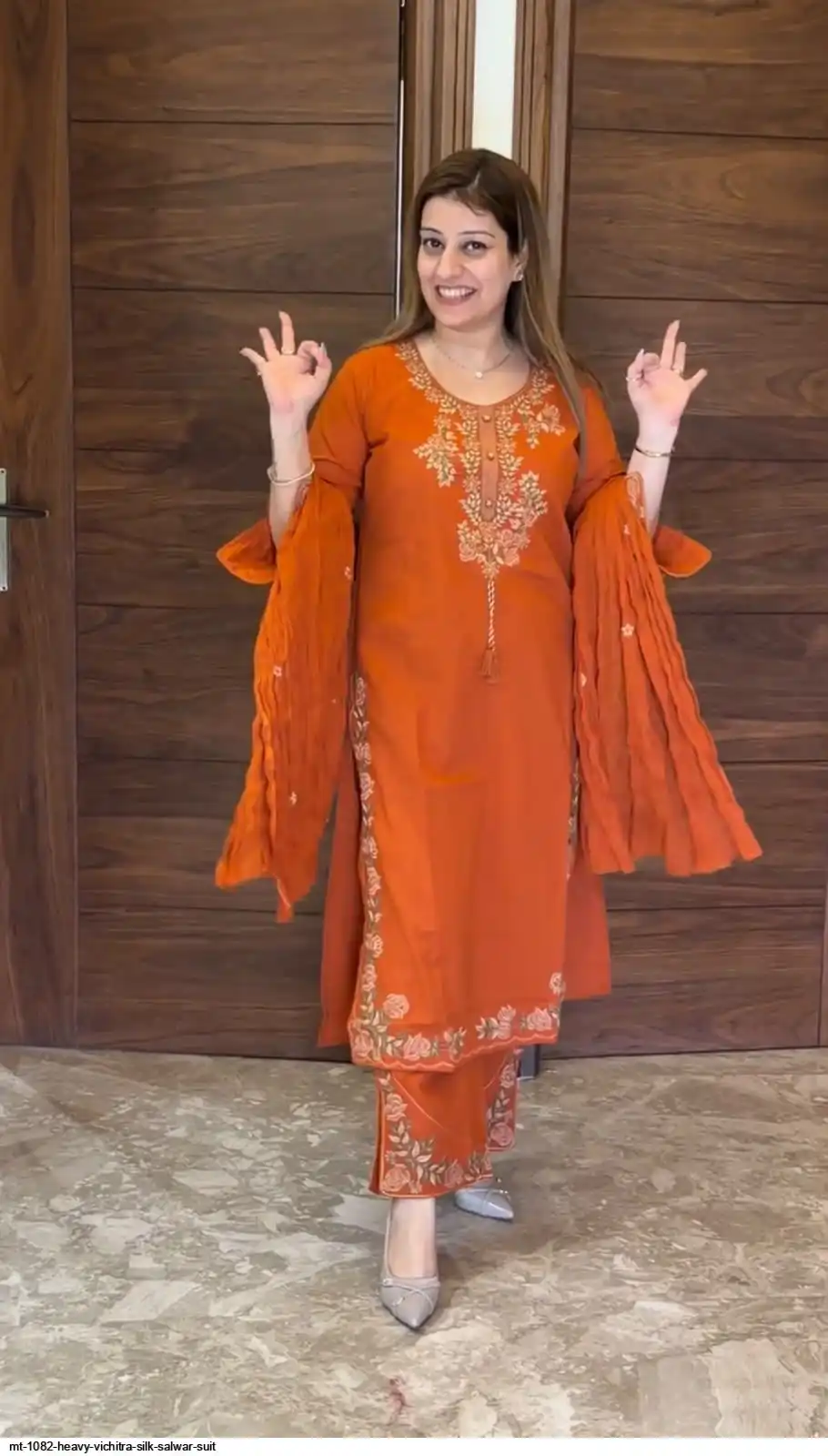 MT 1082 HEAVY VICHITRA SILK SALWAR SUIT 2
