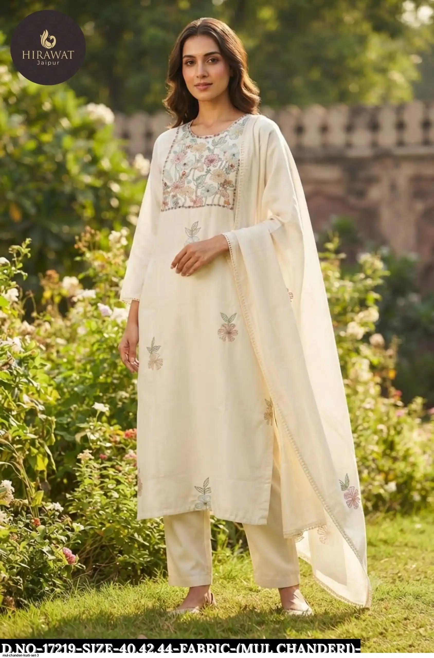 MUL CHANDERI KURTI SET 3 17219