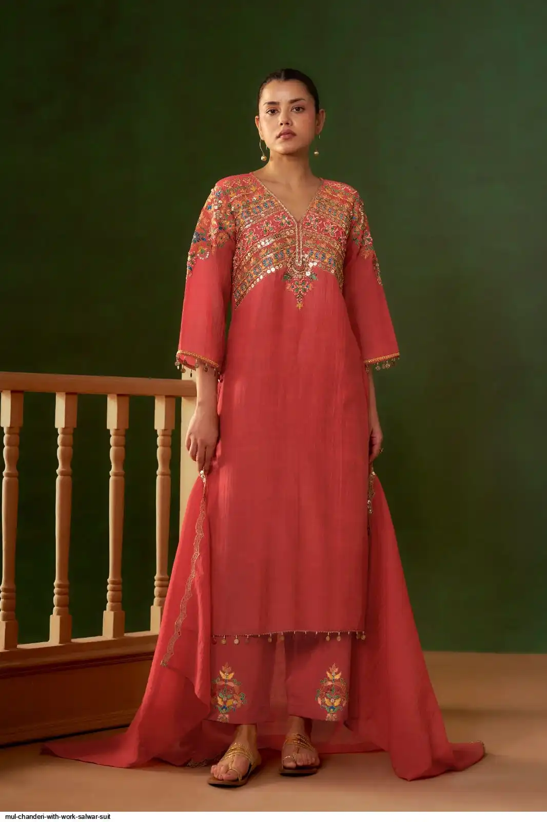 MUL CHANDERI WITH WORK SALWAR SUIT A