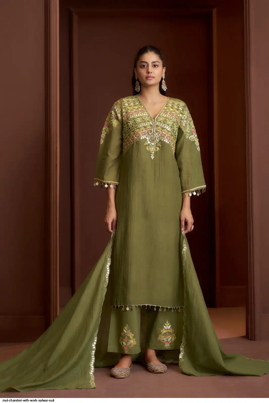 MUL CHANDERI WITH WORK SALWAR SUIT C