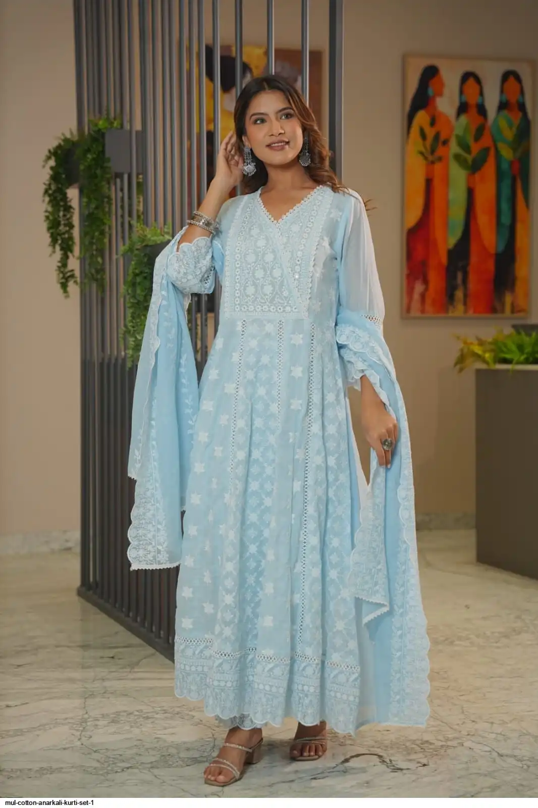 MUL COTTON ANARKALI KURTI SET 1 B