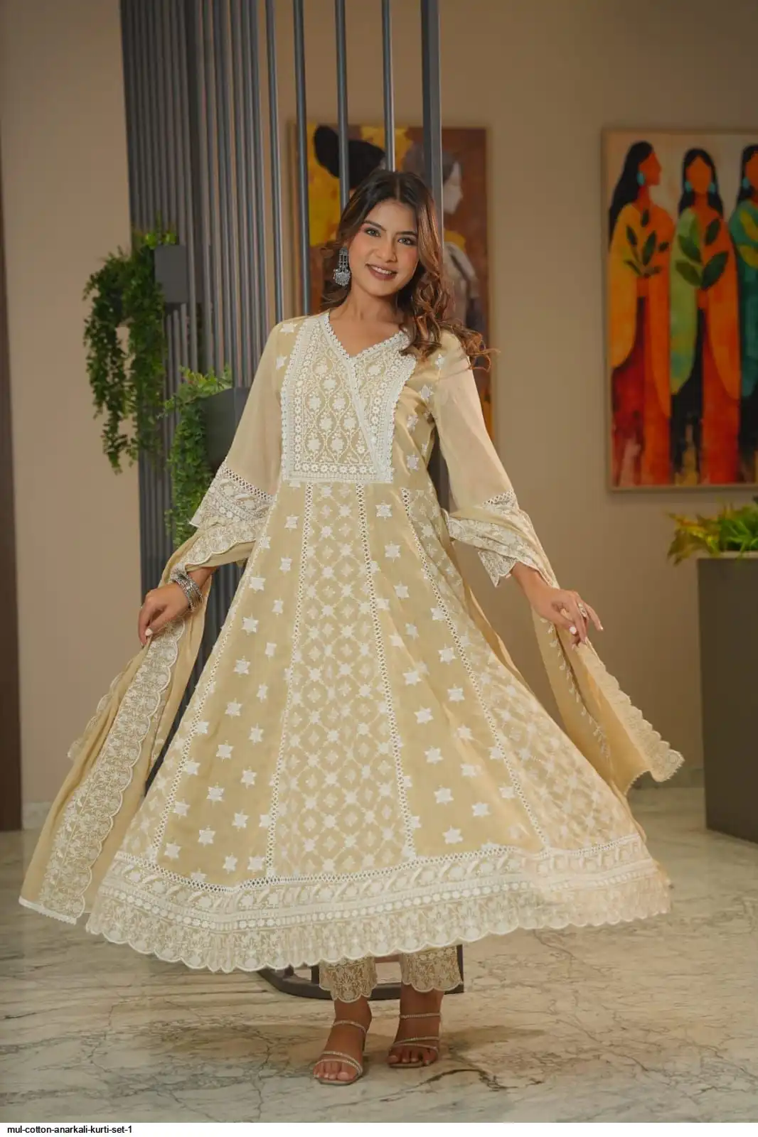 MUL COTTON ANARKALI KURTI SET 1 C