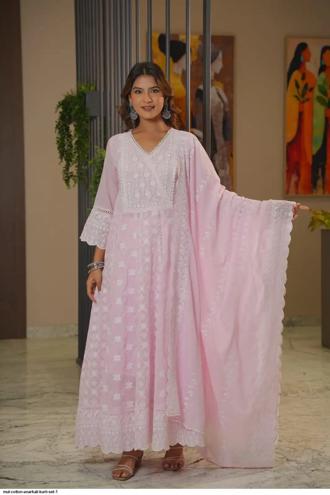 MUL COTTON ANARKALI KURTI SET 1 E