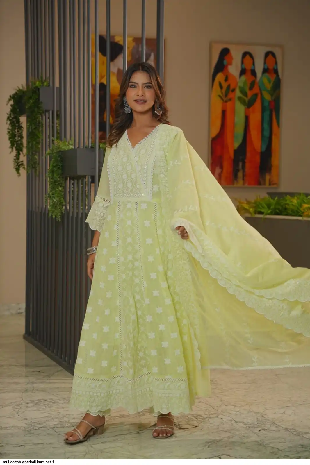 MUL COTTON ANARKALI KURTI SET 1 D