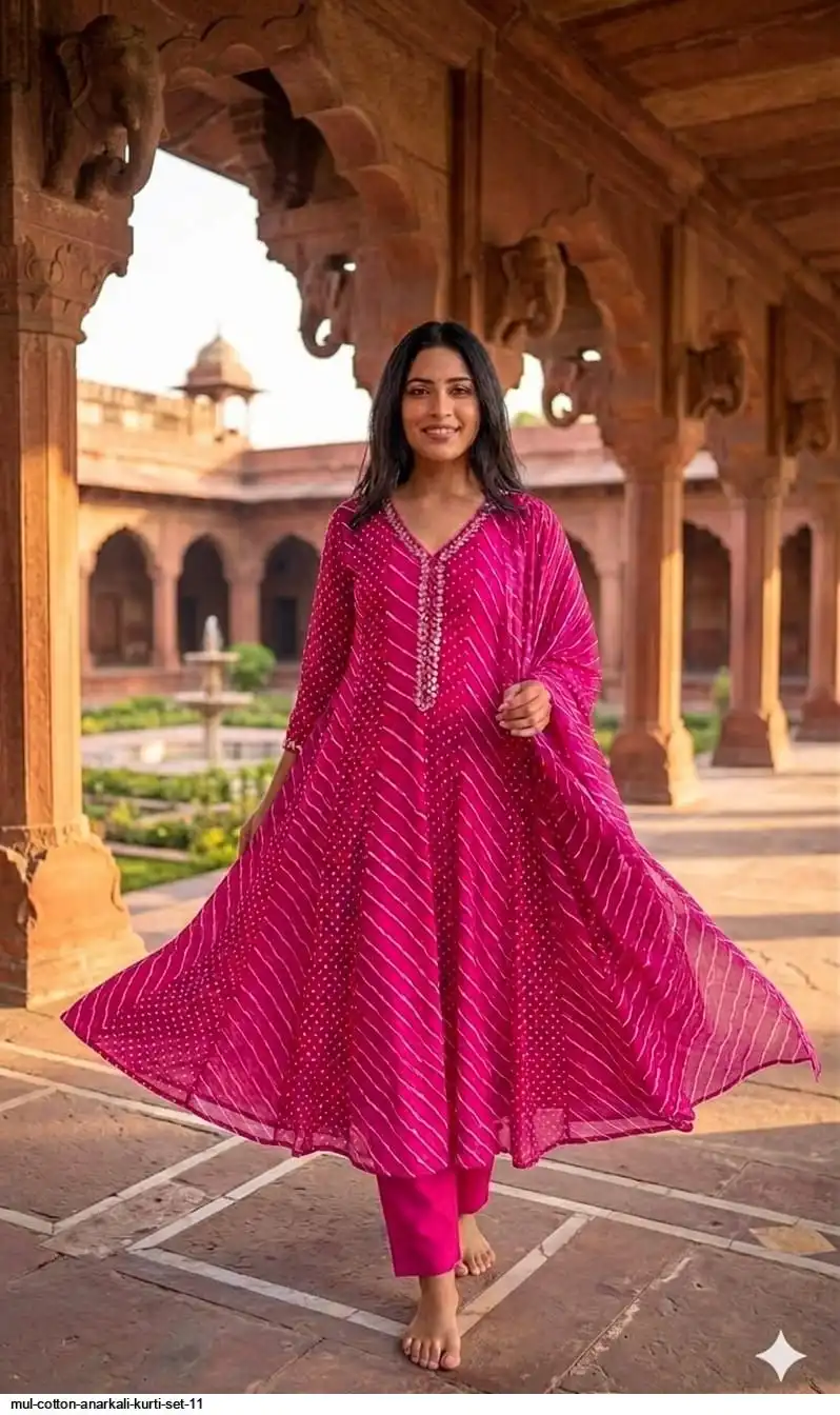 MUL COTTON ANARKALI KURTI SET 11 B