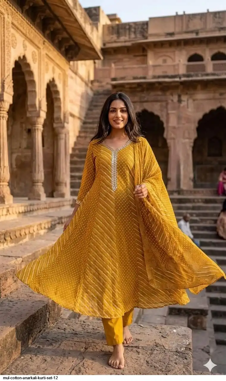 MUL COTTON ANARKALI KURTI SET 12 C