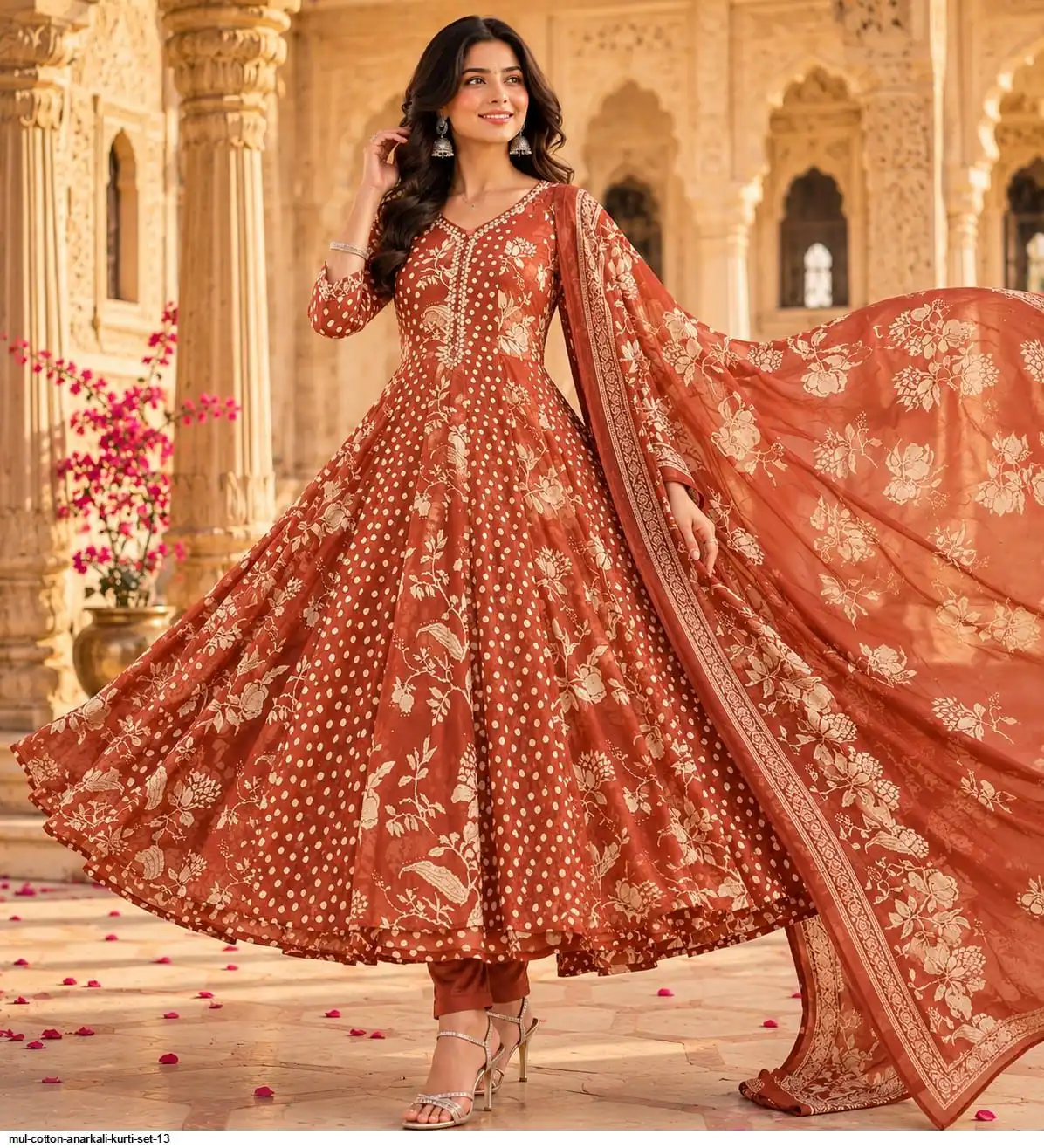 MUL COTTON ANARKALI KURTI SET 13 D