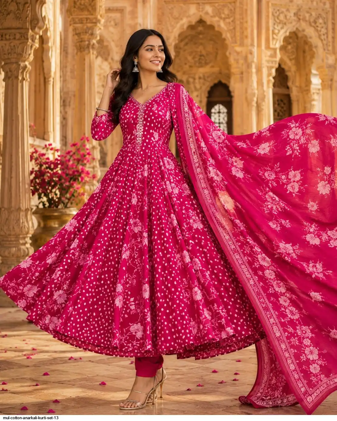 MUL COTTON ANARKALI KURTI SET 13 C