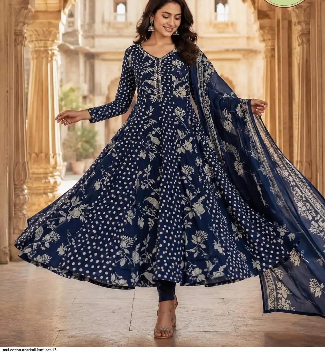 MUL COTTON ANARKALI KURTI SET 13 B
