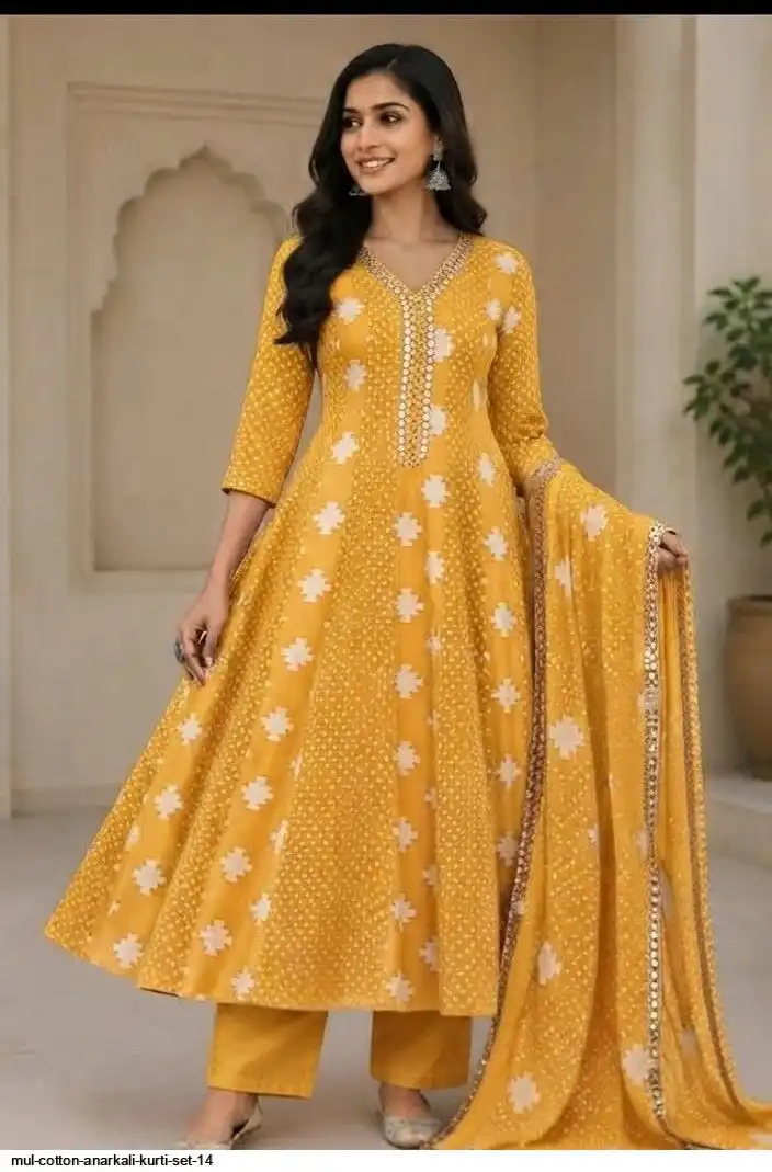 MUL COTTON ANARKALI KURTI SET 14 E