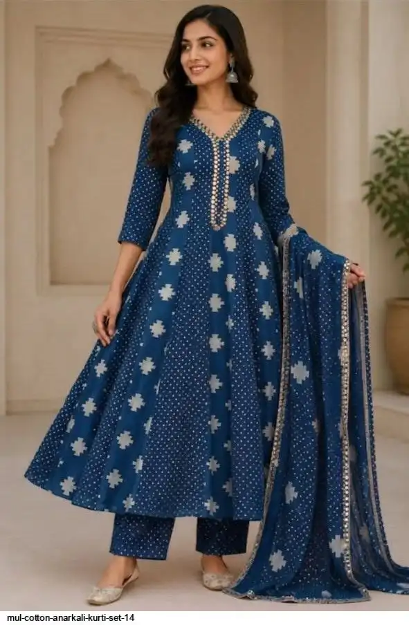 MUL COTTON ANARKALI KURTI SET 14 C