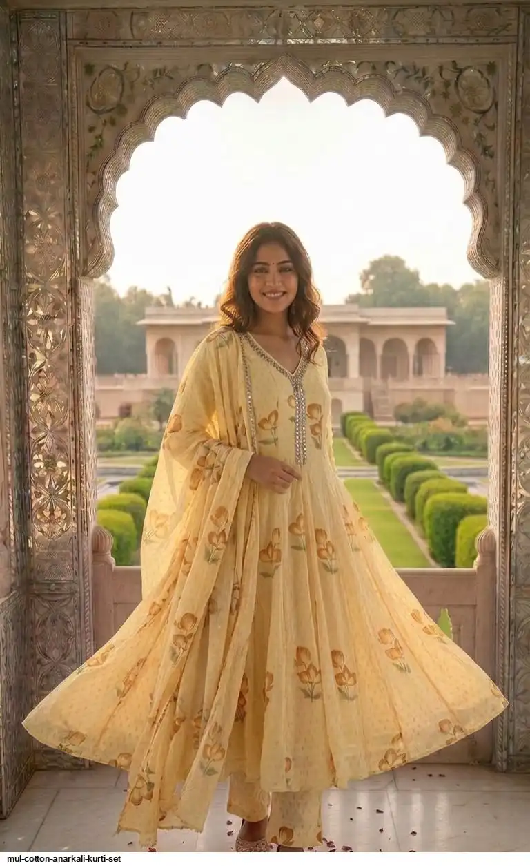 MUL COTTON ANARKALI KURTI SET C