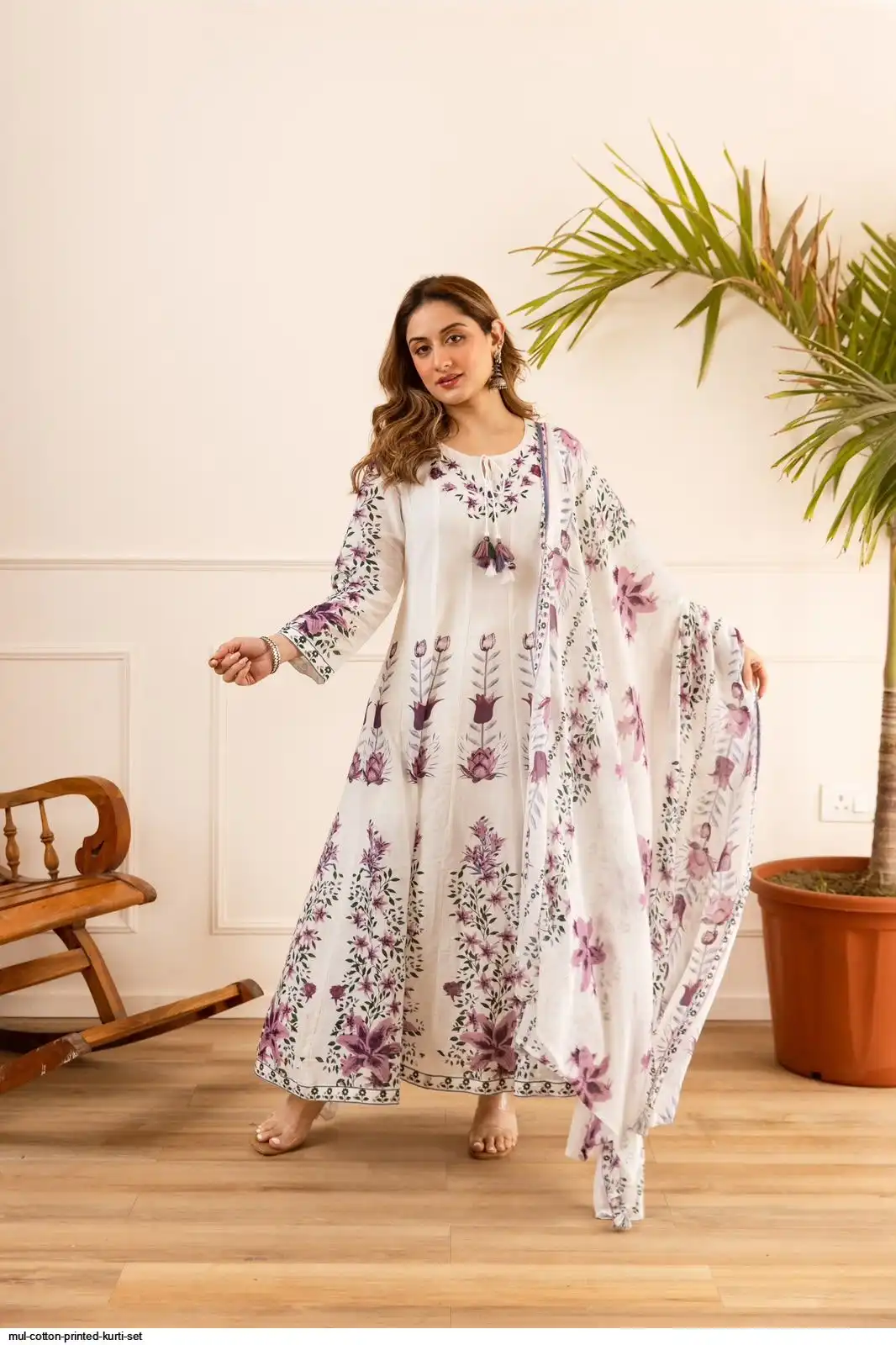 MUL COTTON PRINTED KURTI SET A