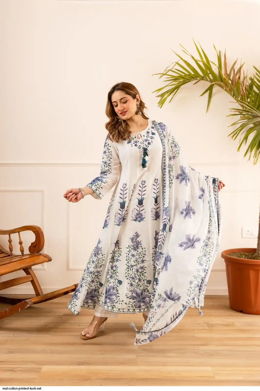 MUL COTTON PRINTED KURTI SET B