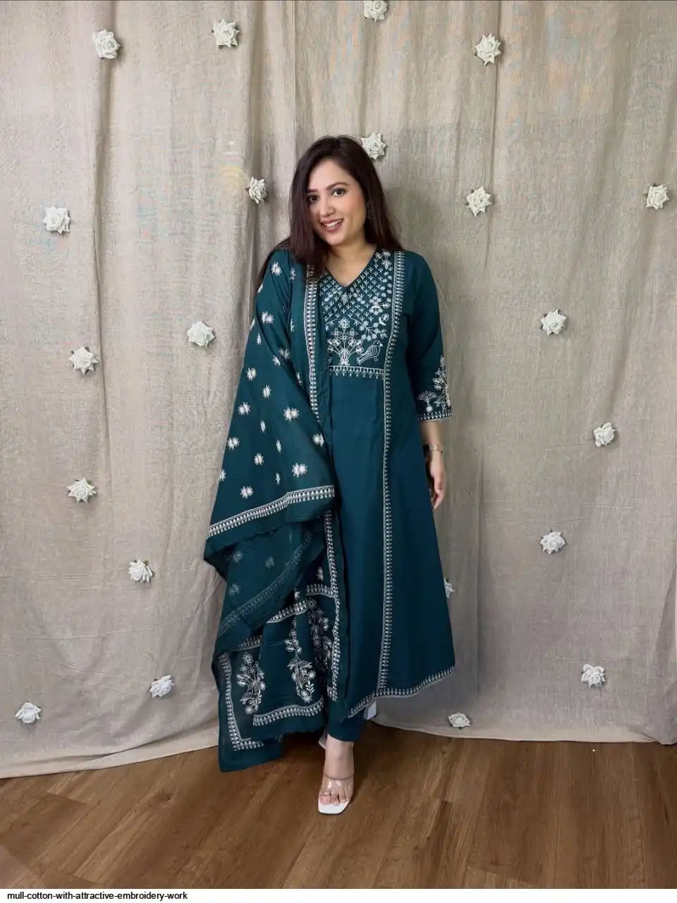 MULL COTTON WITH ATTRACTIVE EMBROIDERY WORK B