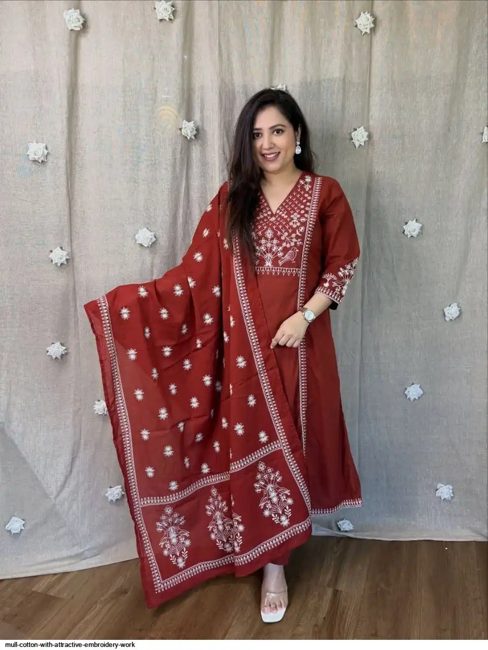 MULL COTTON WITH ATTRACTIVE EMBROIDERY WORK C