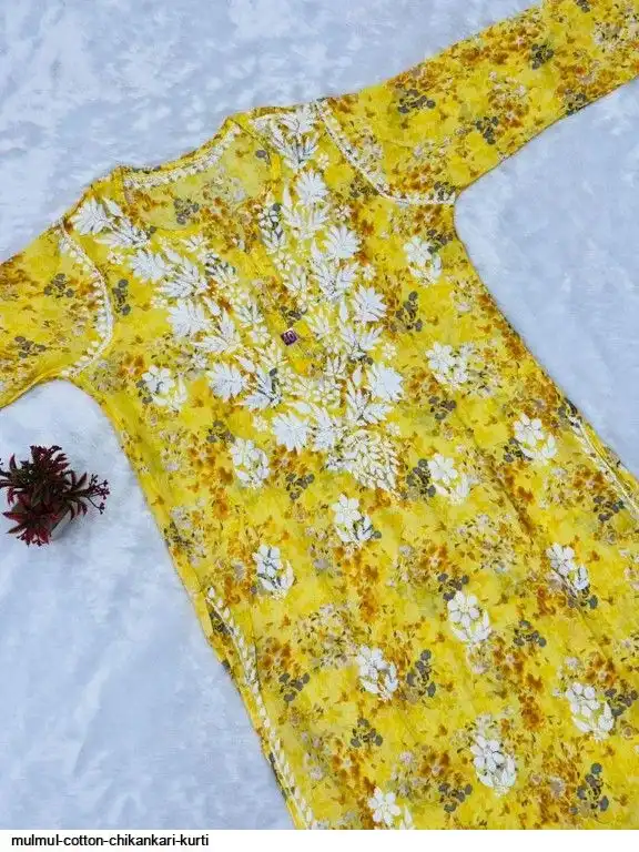 MULMUL COTTON CHIKANKARI KURTI D