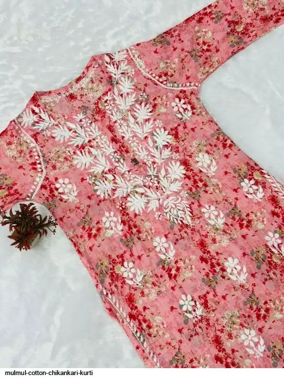 MULMUL COTTON CHIKANKARI KURTI B
