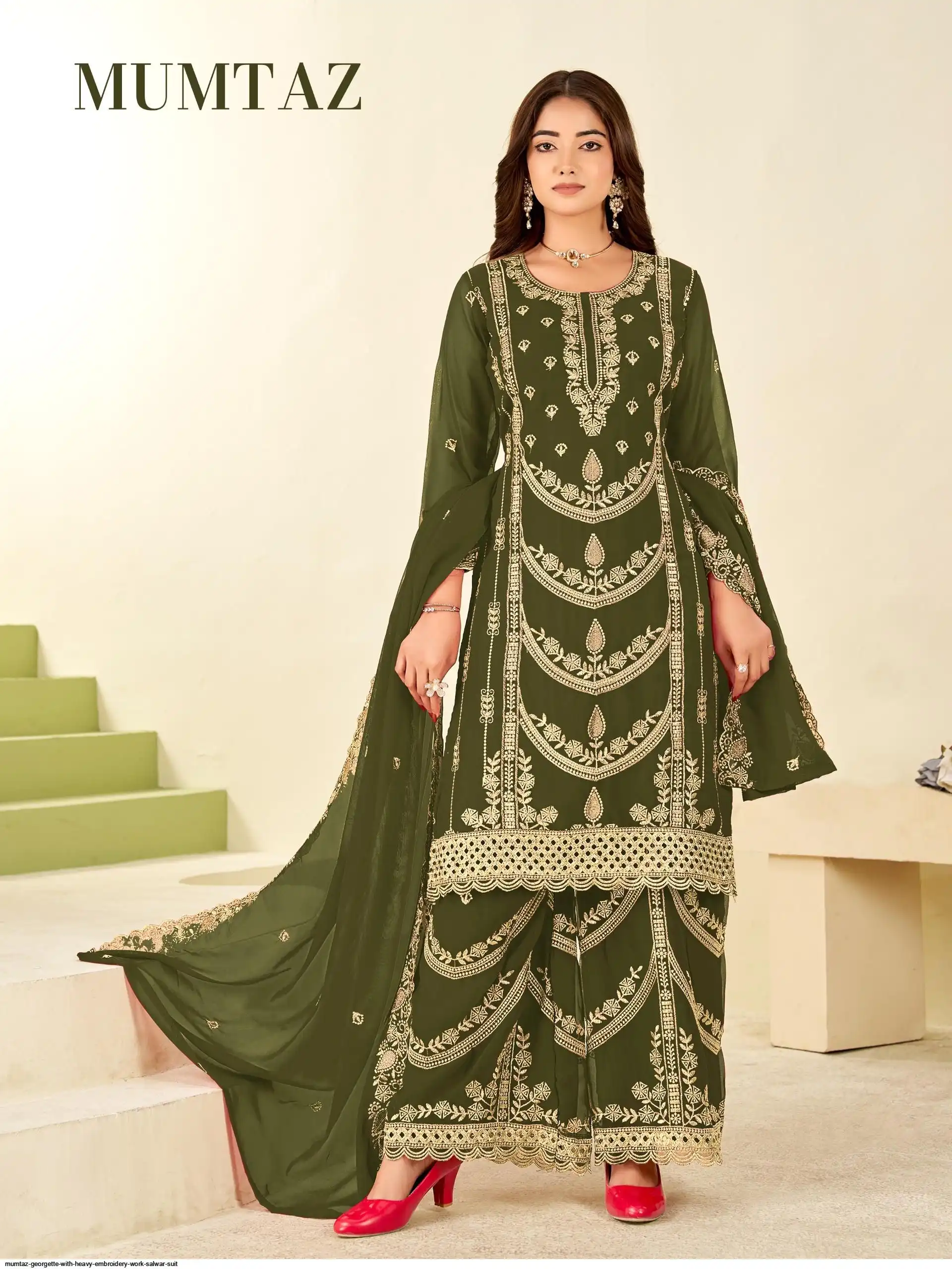 MUMTAZ GEORGETTE WITH HEAVY EMBROIDERY WORK SALWAR SUIT B