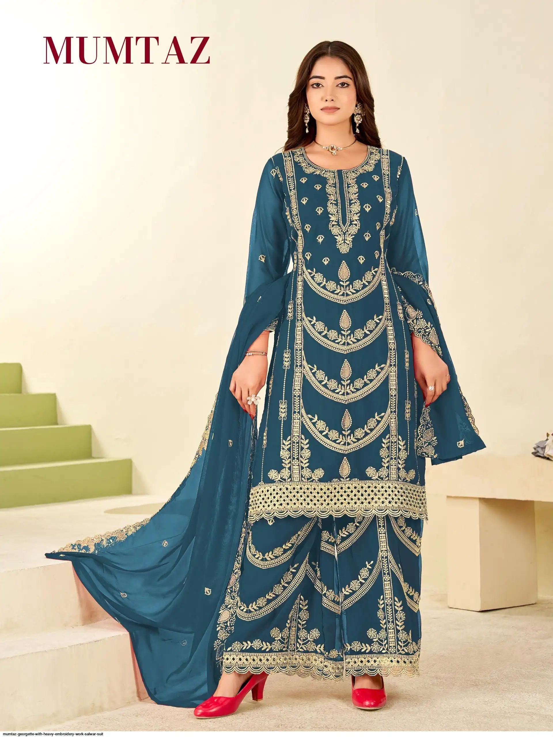 MUMTAZ GEORGETTE WITH HEAVY EMBROIDERY WORK SALWAR SUIT C