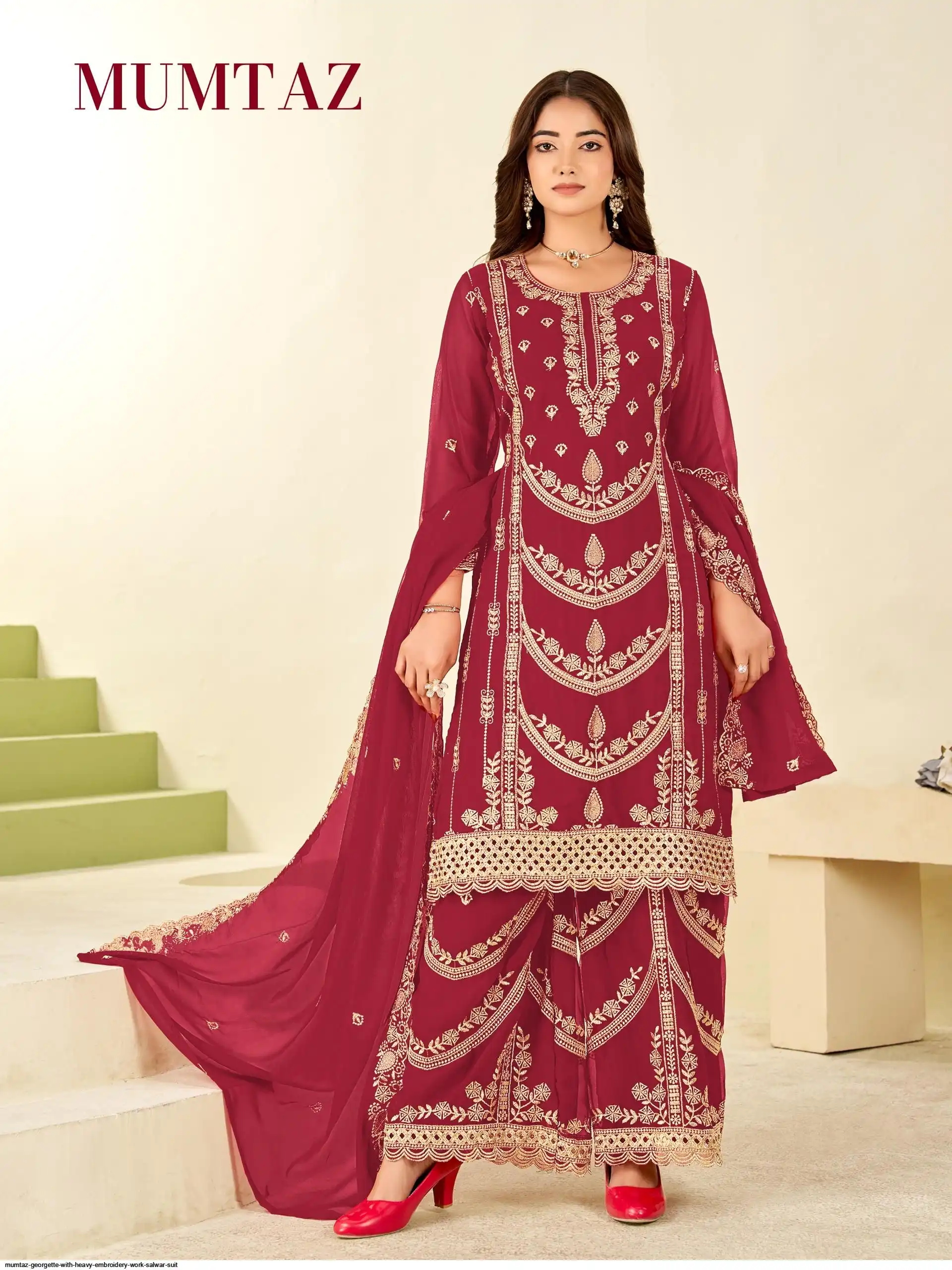 MUMTAZ GEORGETTE WITH HEAVY EMBROIDERY WORK SALWAR SUIT D