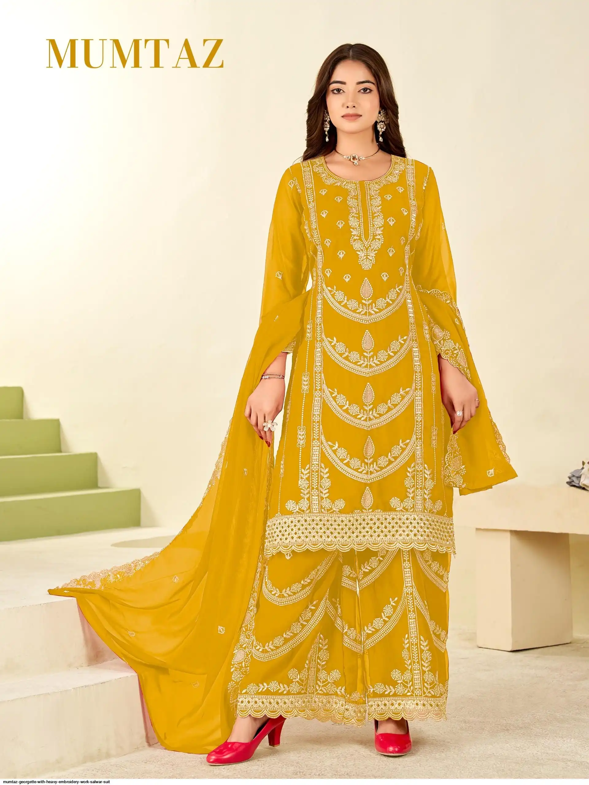 MUMTAZ GEORGETTE WITH HEAVY EMBROIDERY WORK SALWAR SUIT E