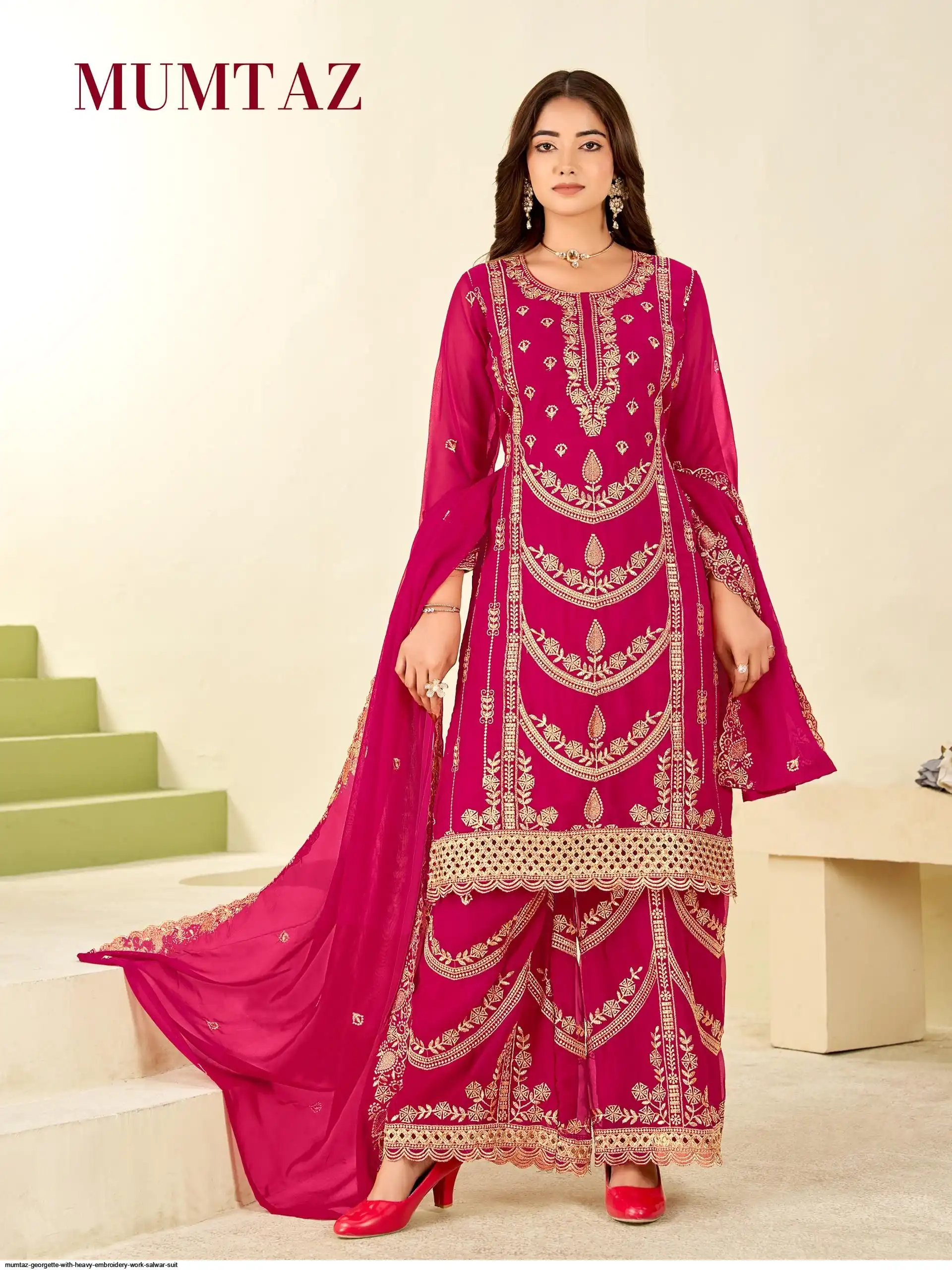 MUMTAZ GEORGETTE WITH HEAVY EMBROIDERY WORK SALWAR SUIT F