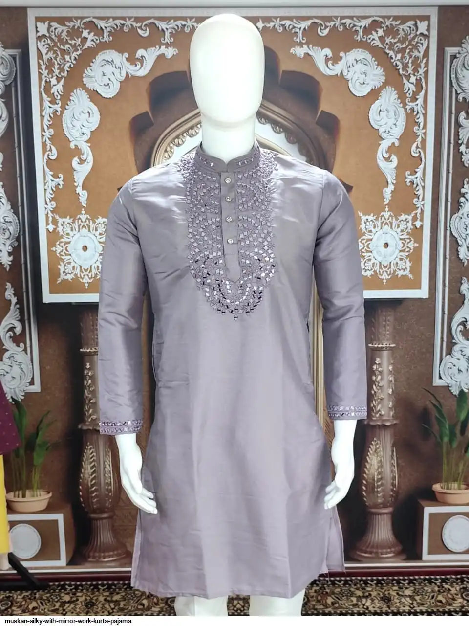 MUSKAN SILKY WITH MIRROR WORK KURTA PAJAMA D