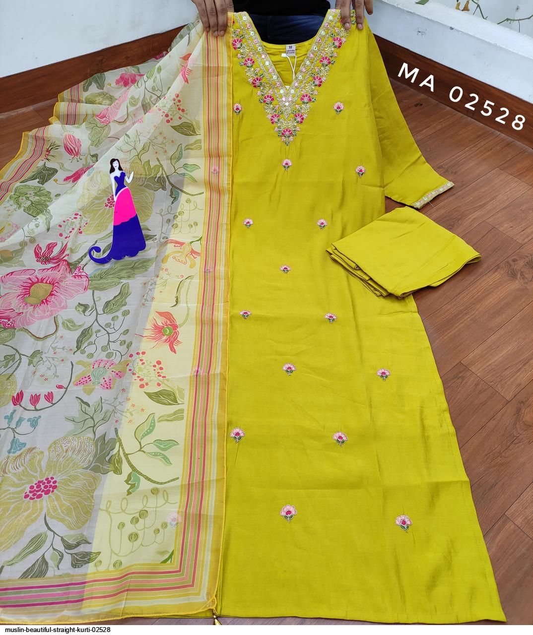 MUSLIN BEAUTIFUL STRAIGHT KURTI 02528 B