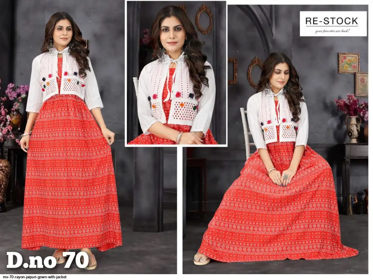 MV 70 RAYON JAIPURI GOWN WITH JACKET B