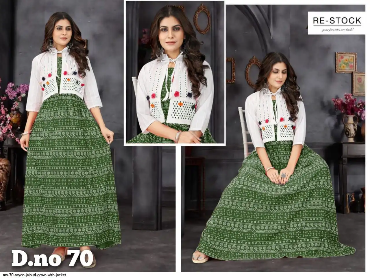 MV 70 RAYON JAIPURI GOWN WITH JACKET E