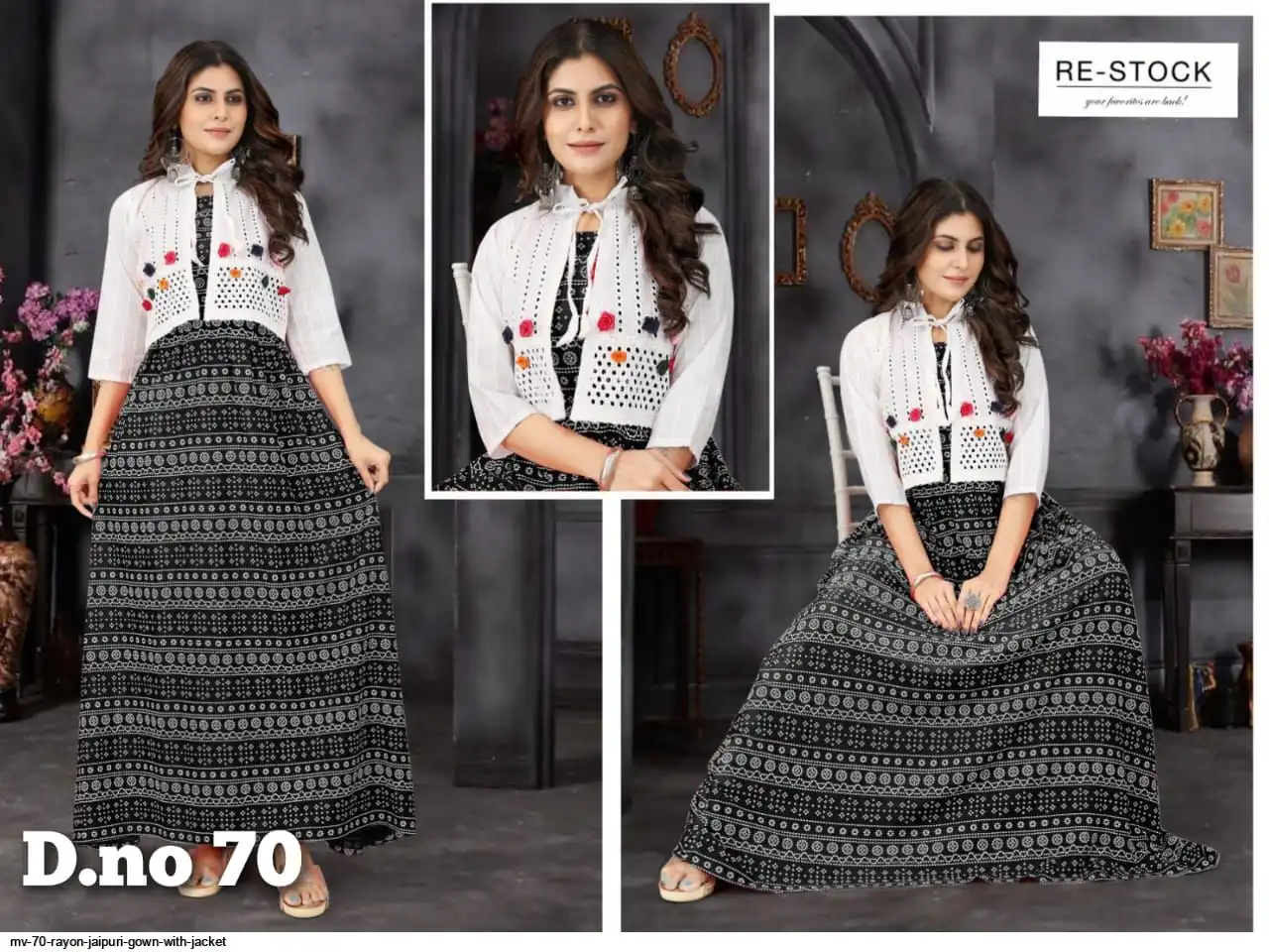 MV 70 RAYON JAIPURI GOWN WITH JACKET D