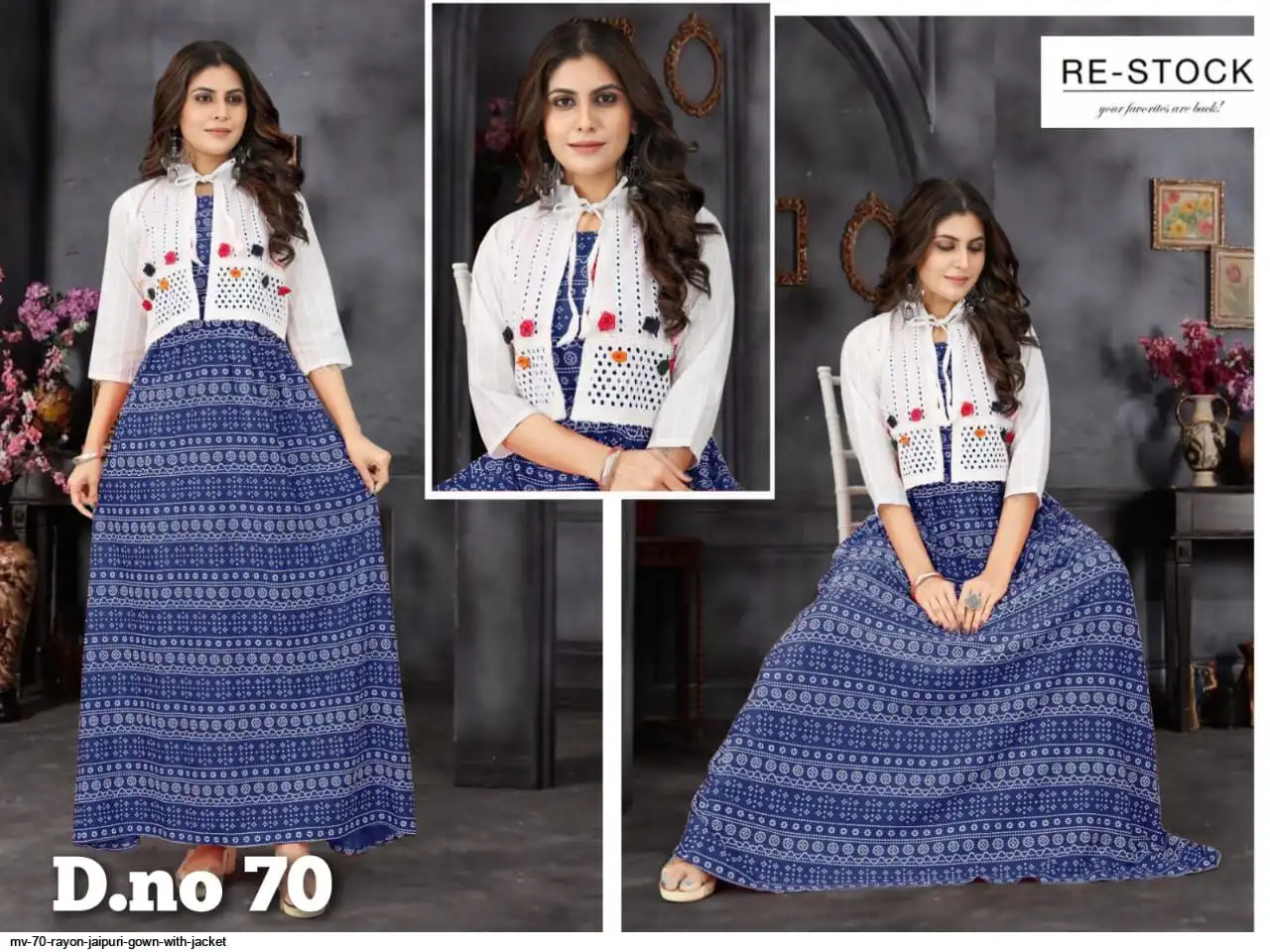 MV 70 RAYON JAIPURI GOWN WITH JACKET F
