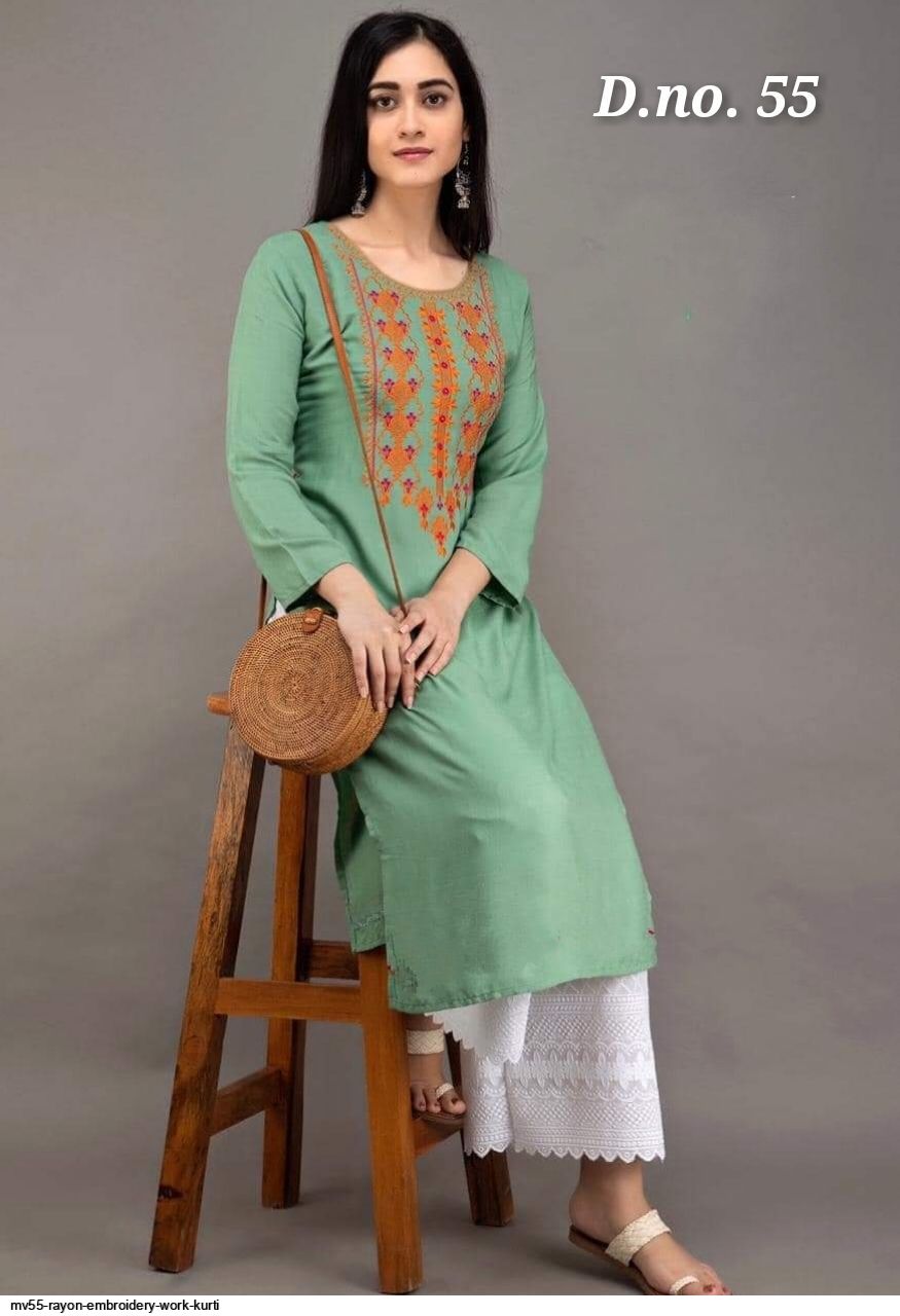MV55 RAYON EMBROIDERY WORK KURTI A
