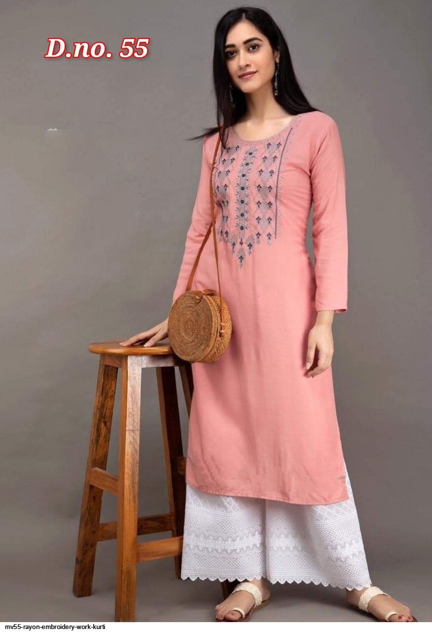 MV55 RAYON EMBROIDERY WORK KURTI B