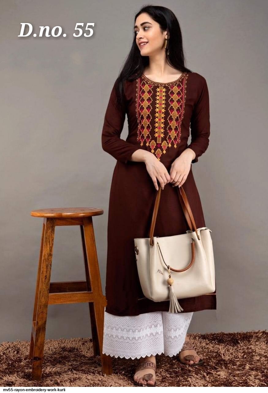 MV55 RAYON EMBROIDERY WORK KURTI D