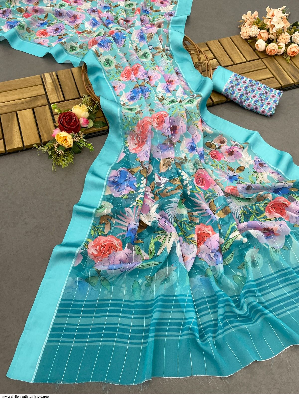 MYRA Chiffon With Jari line SAREE