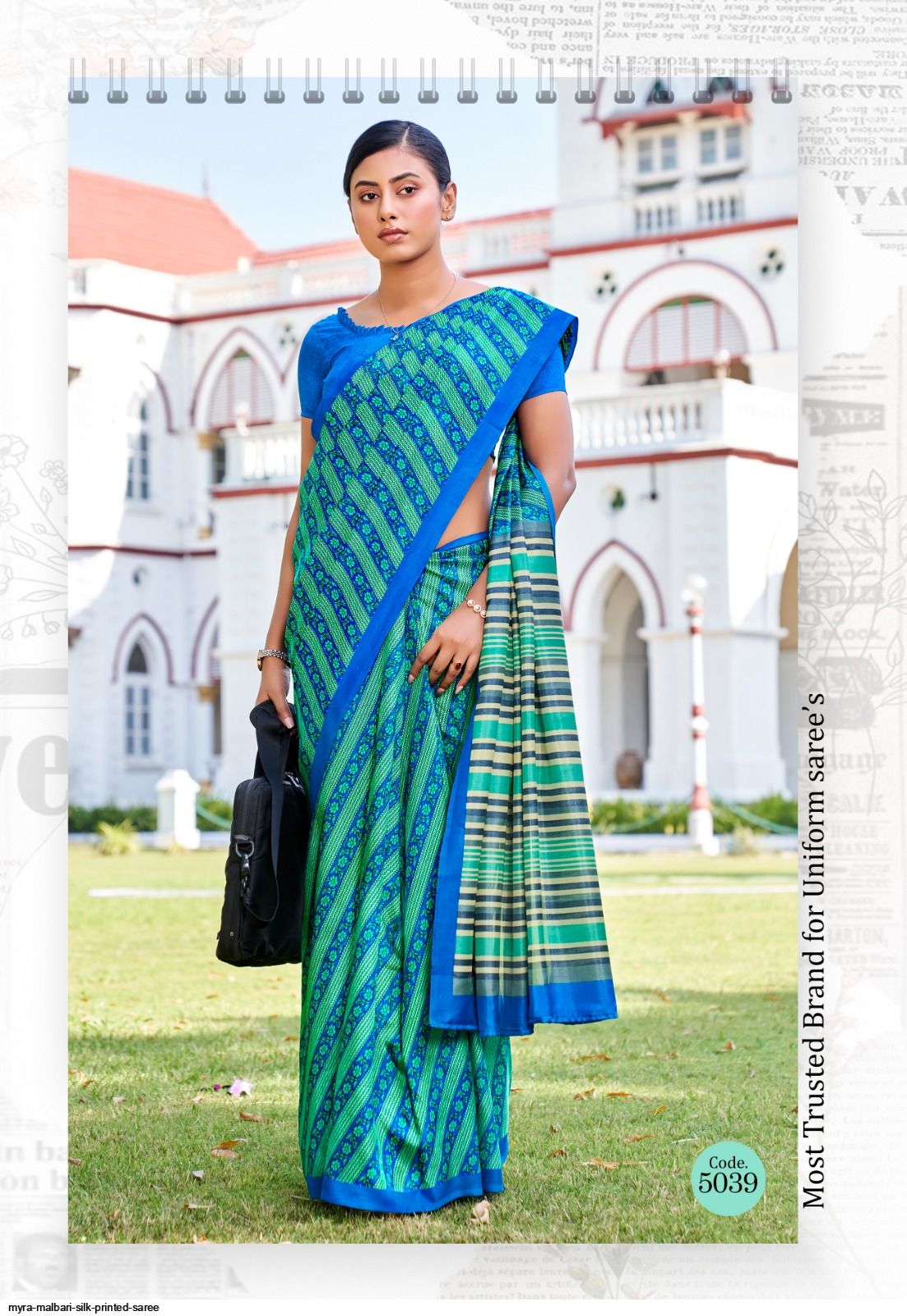 Buy Mind-Boggling Rama Colored Malbari Ready Made Blouse And Nylon Silk  Saree | Lehenga-Saree