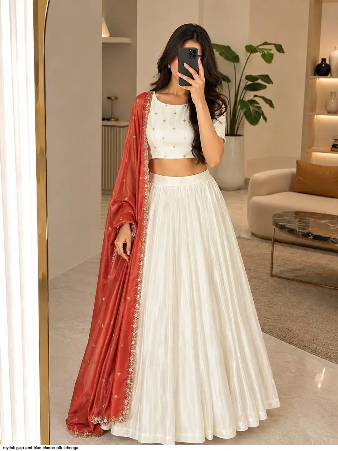 MYTHILI GAJRI AND BLUE CHINON SILK LEHENGA 2